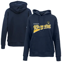 Women's Levelwear  Navy Milwaukee Brewers Adorn Retro Team 2.0 Pullover Hoodie