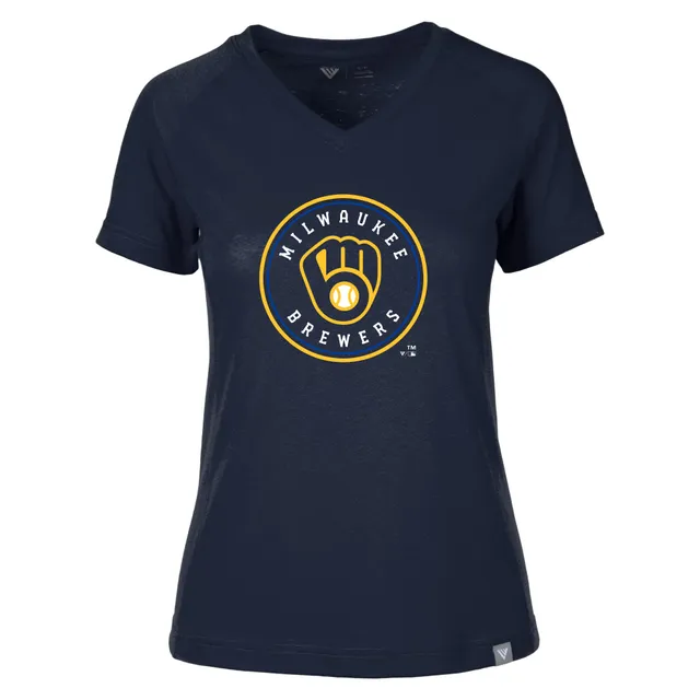 Women's Touch Navy Atlanta Braves Halftime Back Wrap Top V-Neck T-Shirt Size: Extra Small