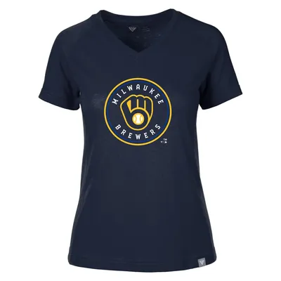 Milwaukee Brewers Levelwear Women's Ariya V-Neck T-Shirt - Navy