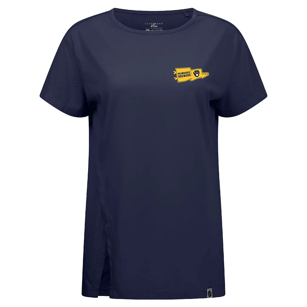 Women's Levelwear Navy Milwaukee Brewers Influx Rafters T-Shirt