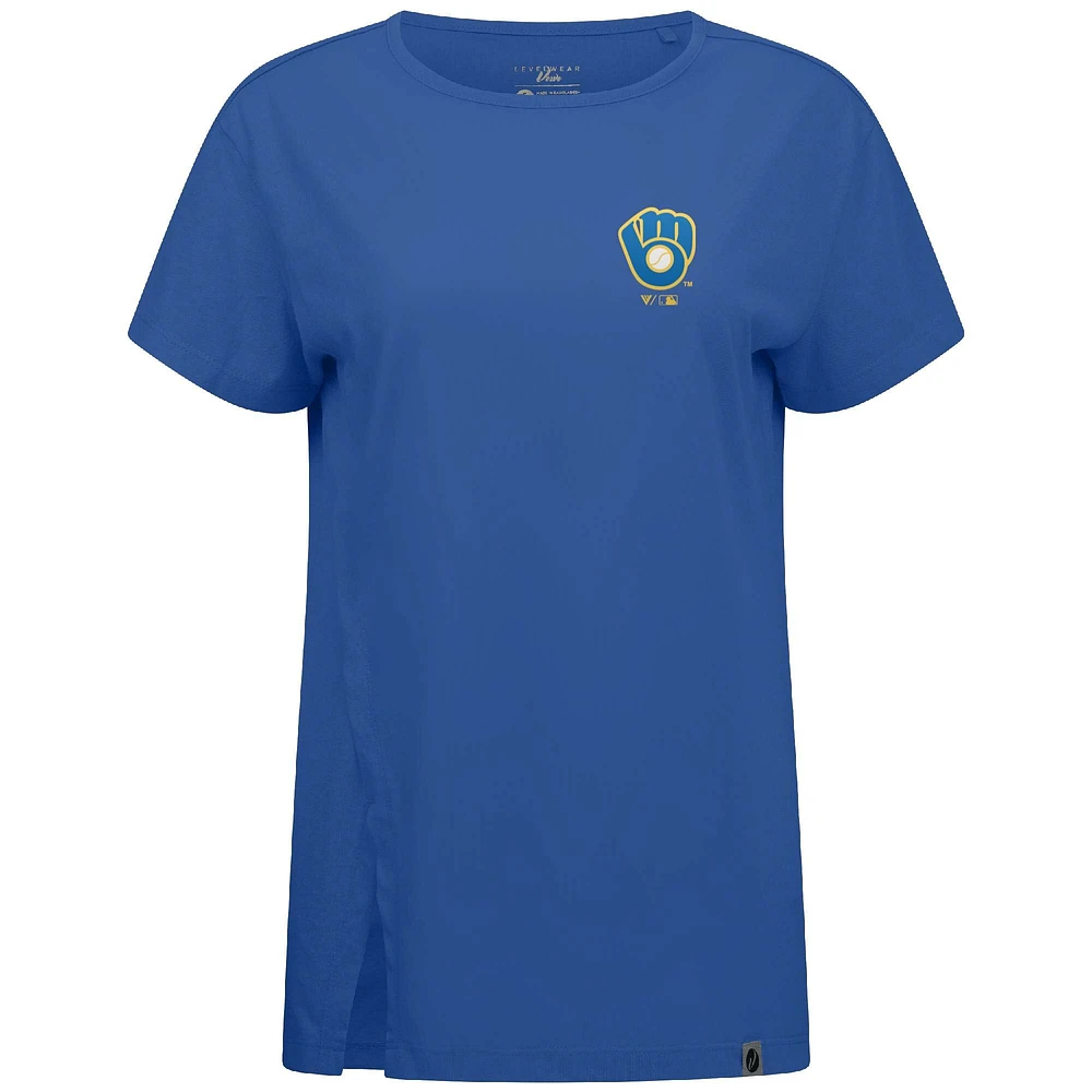 Women's Levelwear Royal Milwaukee Brewers Cooperstown Collection Influx Core Logo T-Shirt