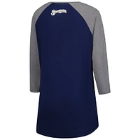 Women's Majestic Navy Milwaukee Brewers Raglan 3/4-Sleeve T-Shirt
