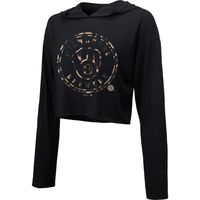 Women's Majestic Threads Black Milwaukee Brewers Leopard Cropped Hoodie