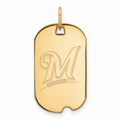 Milwaukee Brewers Women's Gold-Plated Small Dog Tag Necklace