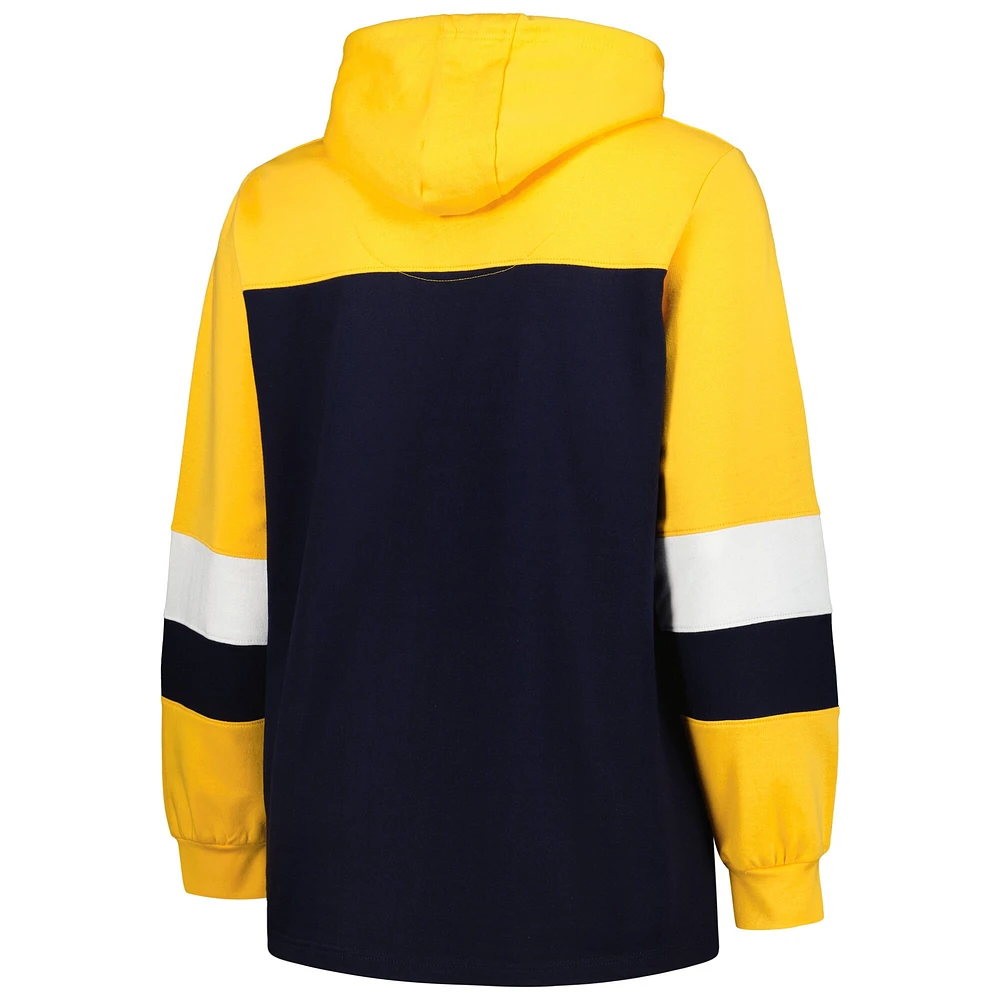 Women's Navy Milwaukee Brewers Plus Colorblock Pullover Hoodie