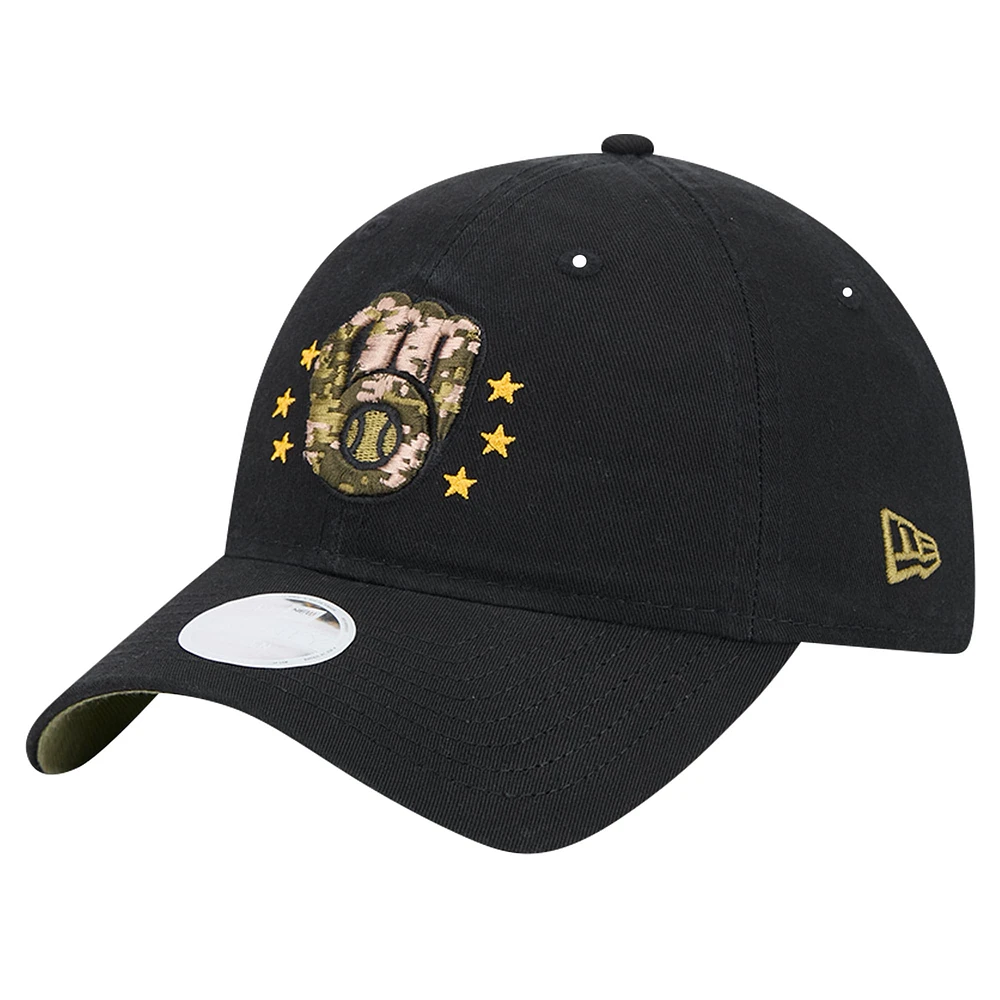 Casquette réglable noire Milwaukee Brewers 2024 Armed Forces Day 9TWENTY pour femme