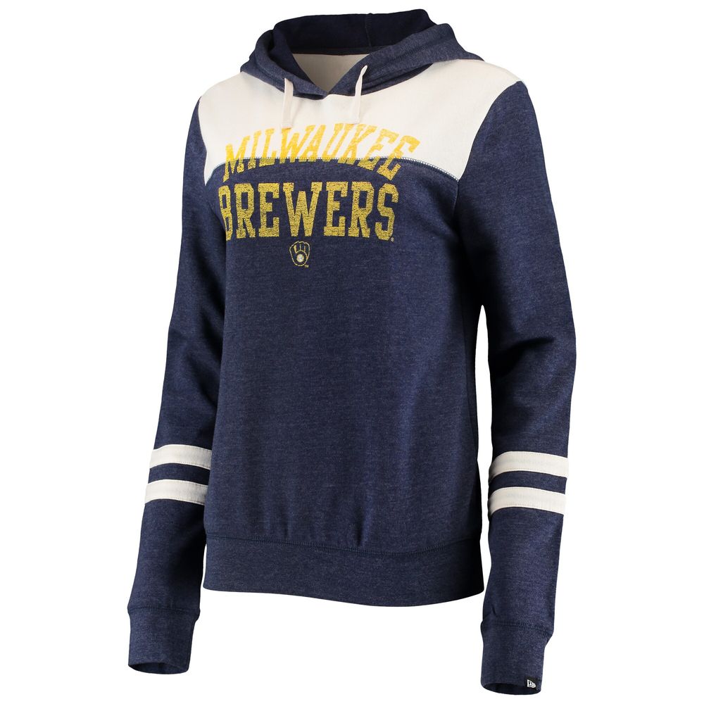 New Era Women's Heathered Navy, White Milwaukee Brewers Colorblock