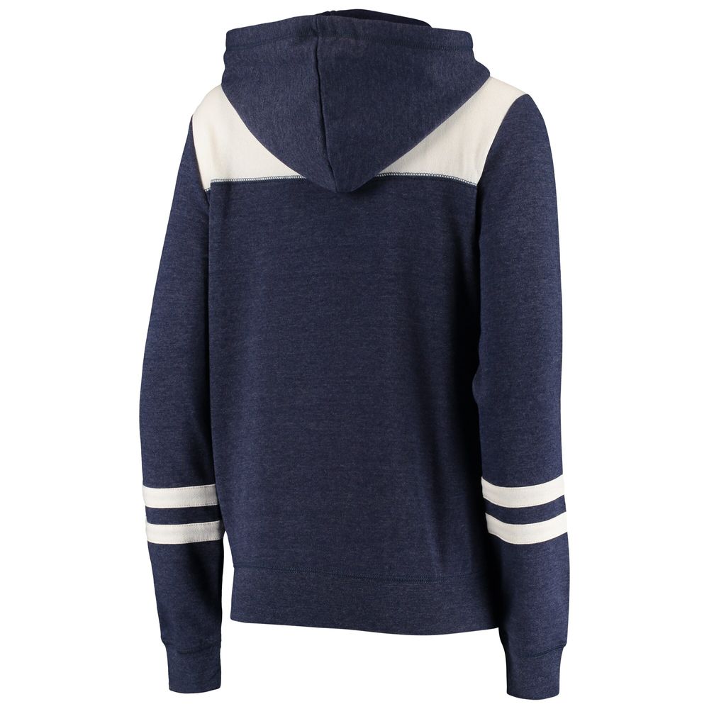 Women's New Era Heathered Navy/White Milwaukee Brewers Colorblock Tri-Blend Pullover Hoodie