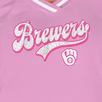 Women's New Era Light Pink Milwaukee Brewers Gameday V-Neck T-Shirt