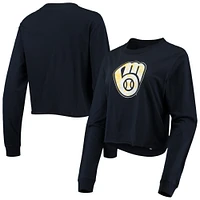 Women's New Era Navy Milwaukee Brewers Baby Jersey Cropped Long Sleeve T-Shirt