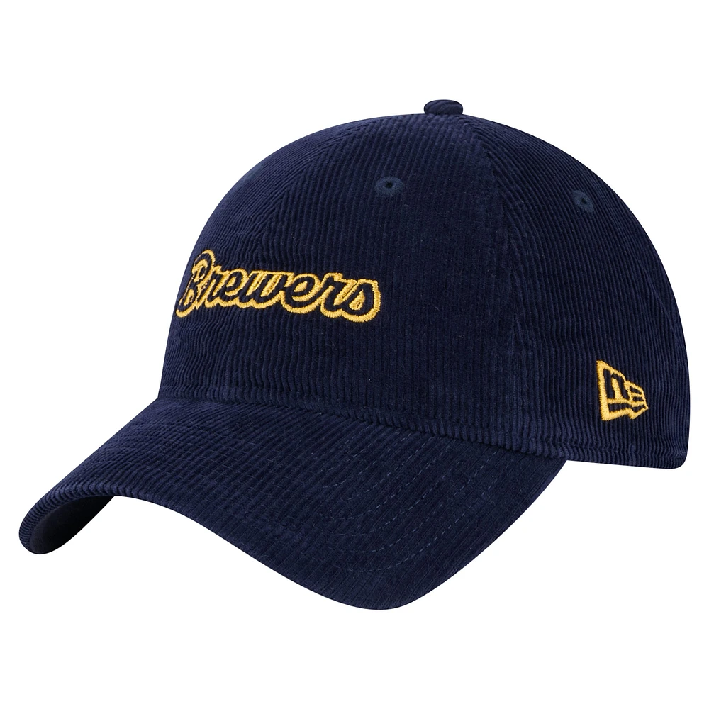 Women's New Era Navy Milwaukee Brewers Corduroy 9TWENTY Adjustable Hat