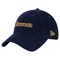 Women's New Era Navy Milwaukee Brewers Corduroy 9TWENTY Adjustable Hat