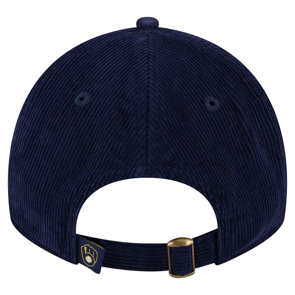 Women's New Era Navy Milwaukee Brewers Corduroy 9TWENTY Adjustable Hat