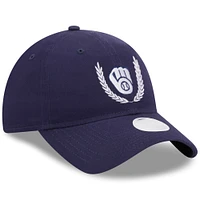 Casquette ajustable New Era Milwaukee Brewers Leaves 9TWENTY pour femme bleu marine