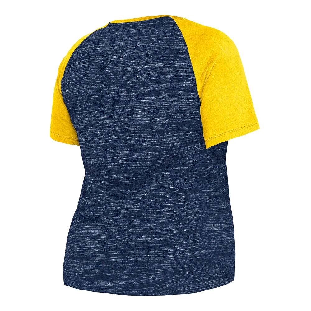 Women's New Era Navy Milwaukee Brewers Plus Space Dye Raglan V-Neck T-Shirt