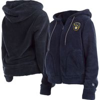 Women's New Era Navy Milwaukee Brewers Sherpa Full-Zip Jacket