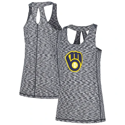 Women's New Era Navy Milwaukee Brewers Space Dye Keyhole Back Tank Top