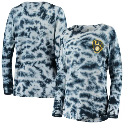 Milwaukee Brewers New Era Women's Tie-Dye Long Sleeve T-Shirt - Navy