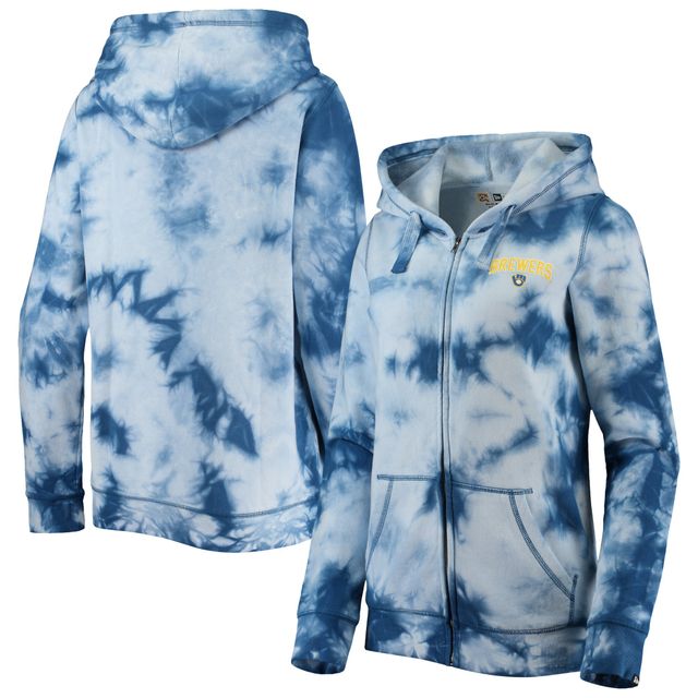 NWE BREWRS BLEU FEMME TIE DYE CAPUCHE À FERMETURE ÉCLAIR COMPLÈTE SWTLADZIP