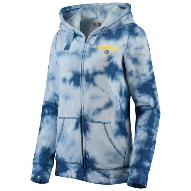 NWE BREWRS BLEU FEMME TIE DYE CAPUCHE À FERMETURE ÉCLAIR COMPLÈTE SWTLADZIP