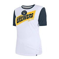 T-shirt New Era blanc à couleurs contrastées Milwaukee Brewers pour femme