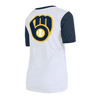 T-shirt New Era blanc à couleurs contrastées Milwaukee Brewers pour femme