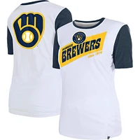 T-shirt New Era blanc à couleurs contrastées Milwaukee Brewers pour femme