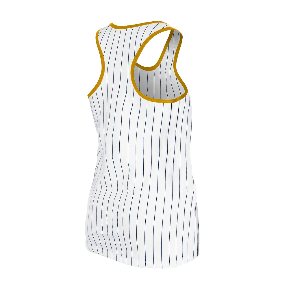 Women's New Era White Milwaukee Brewers Gameday Pinstripe Tank Top