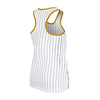 Women's New Era White Milwaukee Brewers Gameday Pinstripe Tank Top