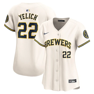 Maillot de joueur Nike Christian Yelich crème Milwaukee Brewers Home Limited pour femme