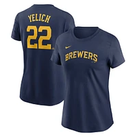 Women's Nike Christian Yelich Navy Milwaukee Brewers Fuse Name & Number T-Shirt