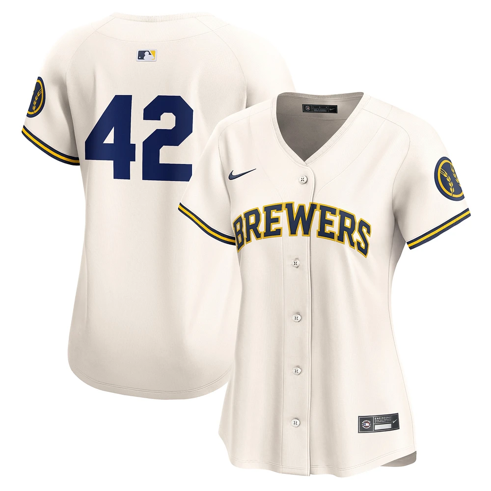 Women's Nike  Cream Milwaukee Brewers 2024 Jackie Robinson Day Home Limited Jersey