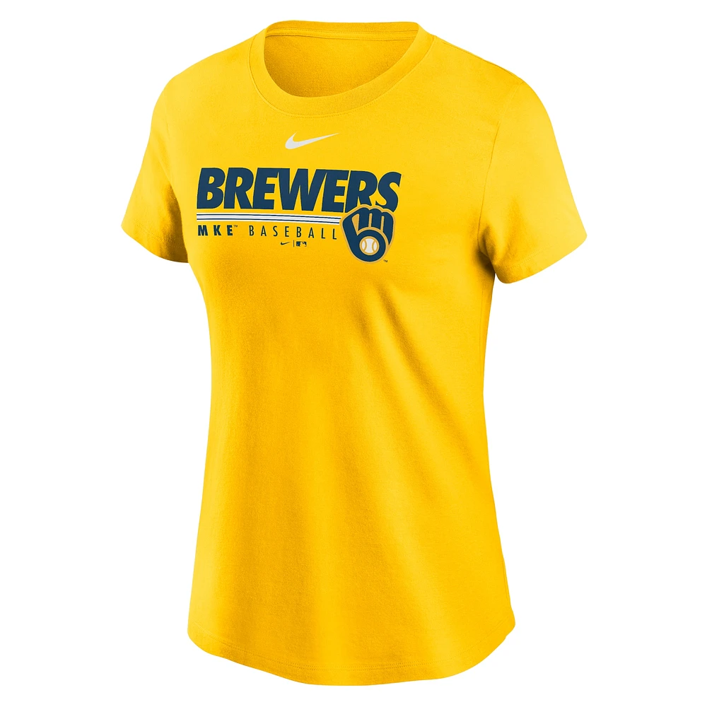 Women's Nike Gold Milwaukee Brewers Baseball T-Shirt