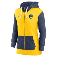 Women's Nike Gold Milwaukee Brewers Full-Zip Hoodie