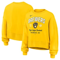 Women's Nike Gold Milwaukee Brewers Oversized High Hip Pullover Sweatshirt