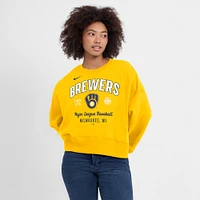 Women's Nike Gold Milwaukee Brewers Oversized High Hip Pullover Sweatshirt
