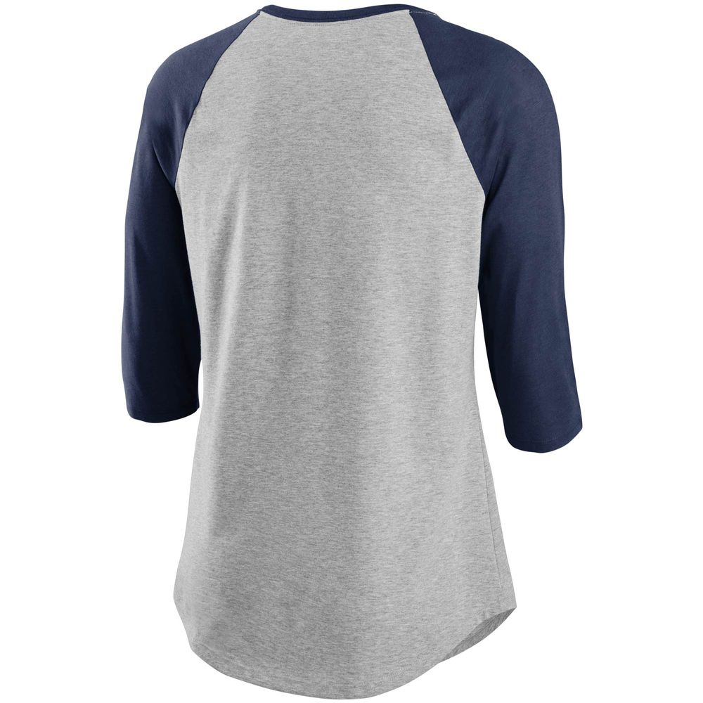 Milwaukee Brewers Gray Tri-Blend 3/4 Sleeve Raglan T-Shirt by Nike