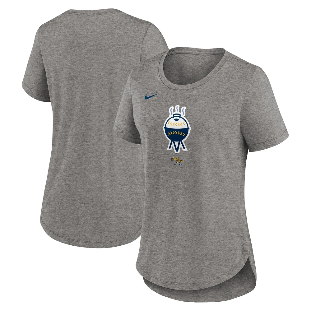 Women's Nike  Heather Gray Milwaukee Brewers 2024 City Connect Tri-Blend T-Shirt