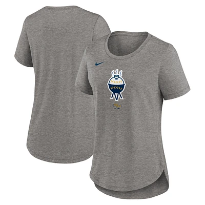 Women's Nike  Heather Gray Milwaukee Brewers 2024 City Connect Tri-Blend T-Shirt