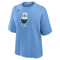 Women's Nike Light Blue Milwaukee Brewers City Connect Logo Boxy T-Shirt