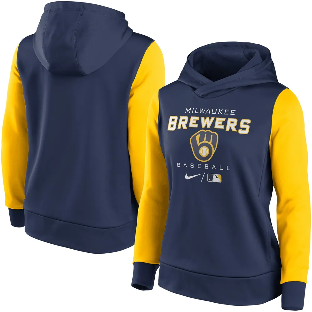 Lids Milwaukee Brewers Nike Women's Authentic Collection Pullover Hoodie -  Navy/Gold