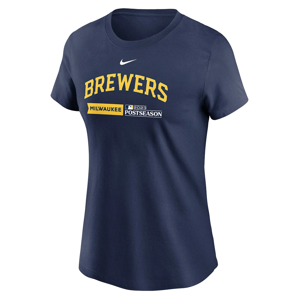 Women's Nike  Navy Milwaukee Brewers 2023 Postseason Authentic Collection Dugout T-Shirt