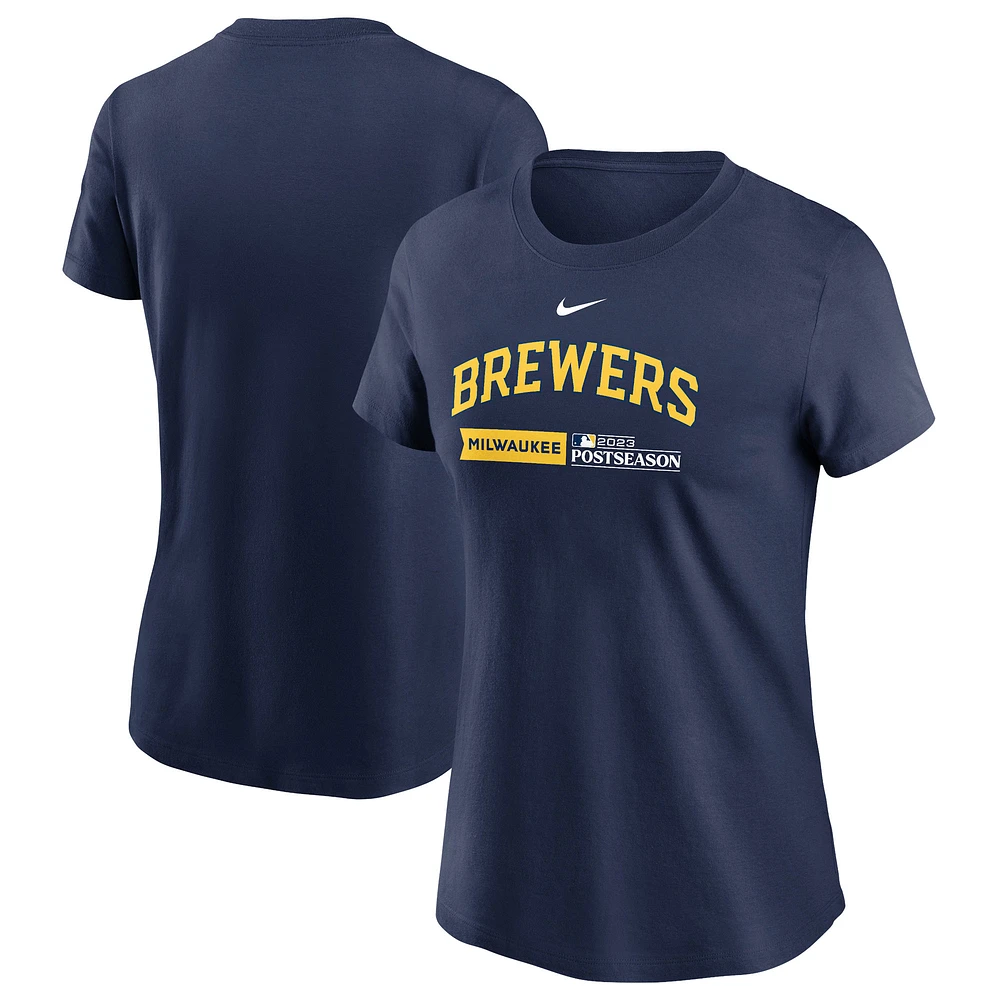 Women's Nike  Navy Milwaukee Brewers 2023 Postseason Authentic Collection Dugout T-Shirt