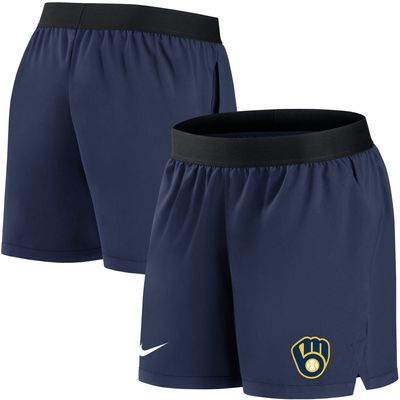 Women's Nike Navy Milwaukee Brewers Authentic Collection Flex Vent Max Performance Shorts