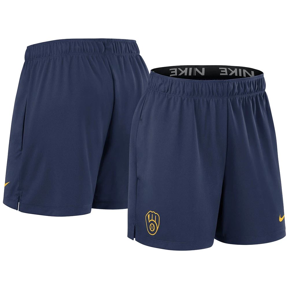 Women's Nike Navy Milwaukee Brewers Authentic Collection Knit Shorts