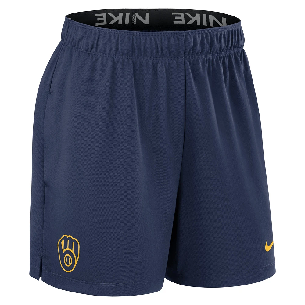 Women's Nike Navy Milwaukee Brewers Authentic Collection Knit Shorts