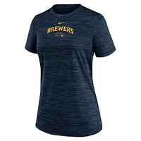 T-shirt Nike bleu marine Milwaukee Brewers Authentic Collection Velocity Performance pour femme