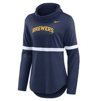 Women's Nike Navy Milwaukee Brewers Club Lettering Fashion Pullover Performance Sweatshirt