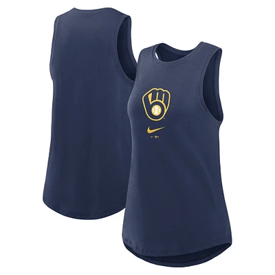 Women's Nike Navy Milwaukee Brewers Legacy Icon High Neck Fashion Tank Top