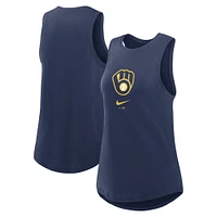 Women's Nike Navy Milwaukee Brewers Legacy Icon High Neck Performance Tank Top